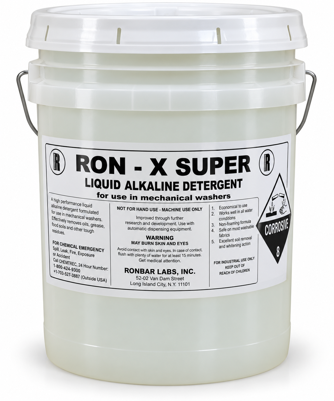 Ron-X Super Liquid Alkaline Detergent for Mechanical Washers by Ronbar Laboratories