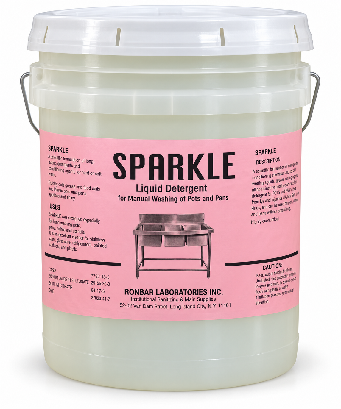 Sparkle Liquid Detergent for Manual Washing of Pots and Pans by Ronbar Laboratories